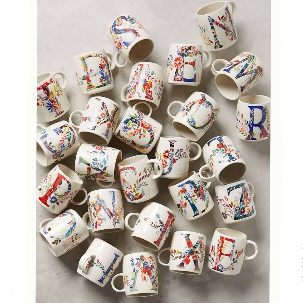 Anthropologie Starla Michelle Halfmann Petal Palette Monogram Letter L Mug 118mL